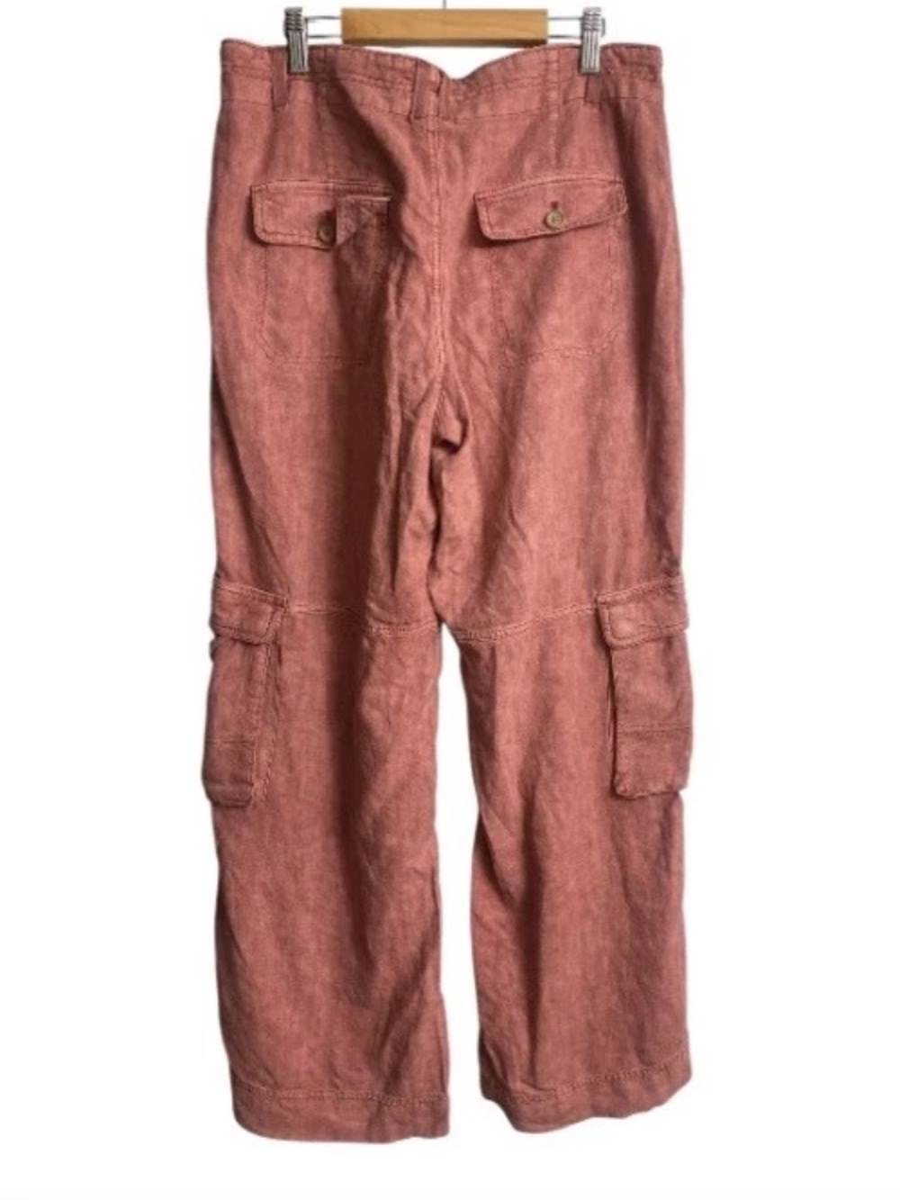 PILCRO BY ANTHROPOLOGIE Linen Blend Beach Cargo Trouser Pants Size 29 Dark Rose - Picture 7 of 12
